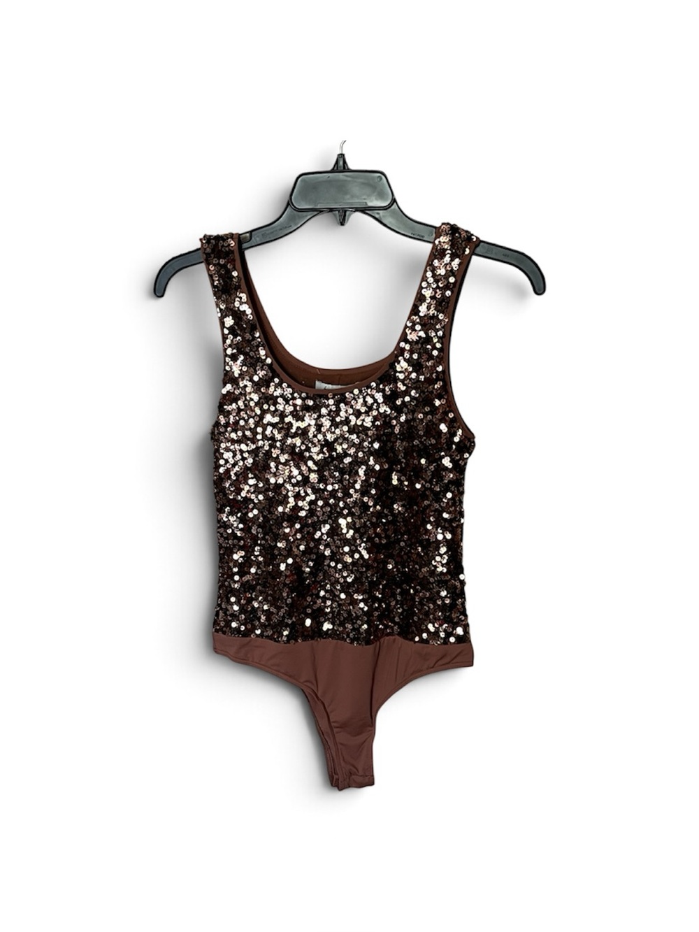 Francesca's Sequin Bodysuit Sleeveless Top Shirt Tank in Copper Brown Size Small